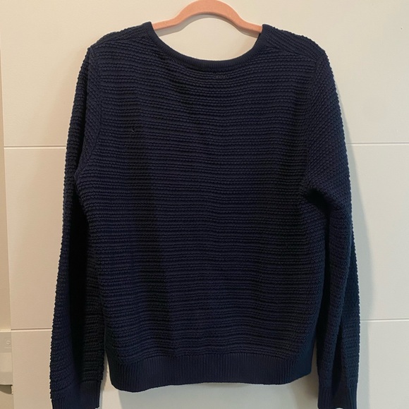 Navy Blue Button-Up Women's Sweater - Picture 2 of 2